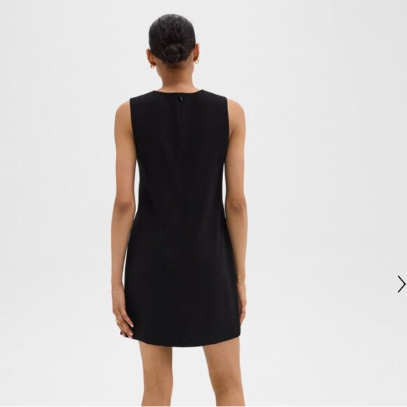 NWT Theory Shift Dress in Admiral Crepe Hickory dark brown - Picture 3 of 7